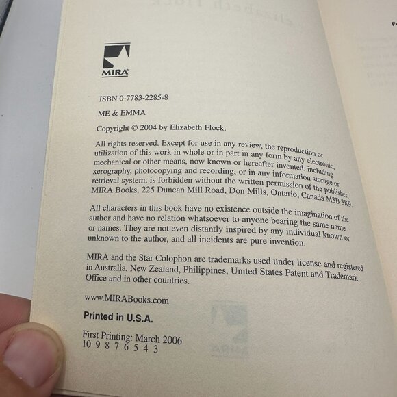 Me & Emma By Elizabeth Flock Paperback 2006 MIRA Books - Picture 4 of 4